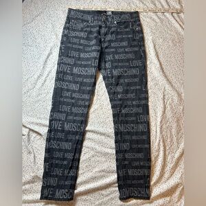Love Moschino Gray Logo Print Lightweight Jeans
